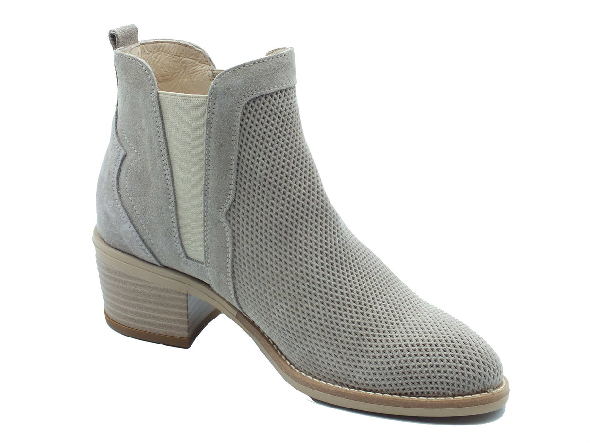 Nero Giardini Nero Giardini Tronchetti con tacco Donna E615120D Velour Creta pelle beige Creta