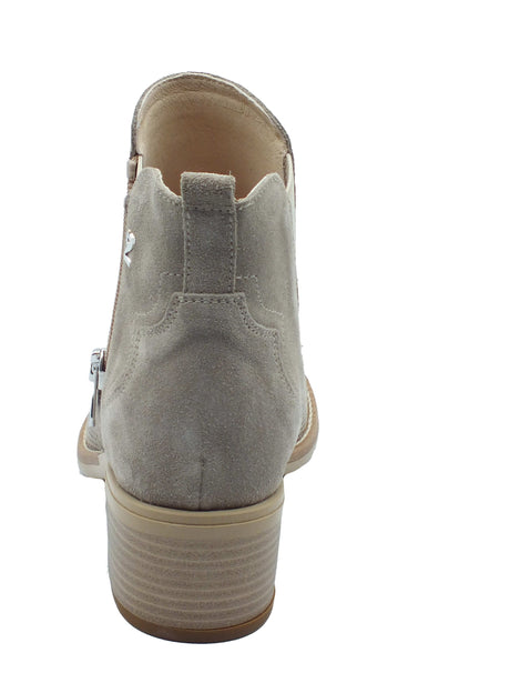 Nero Giardini Nero Giardini Tronchetti con tacco Donna E615120D Velour Creta pelle beige Creta