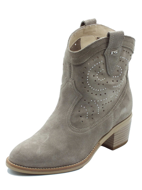 Nero Giardini Nero Giardini Tronchetti con tacco Donna E615121 Velour Creta pelle marrone Creta