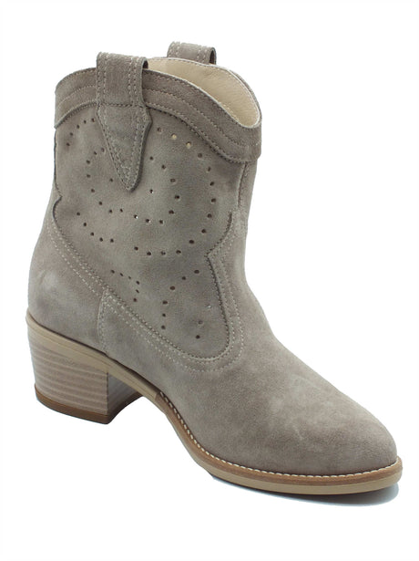 Nero Giardini Nero Giardini Tronchetti con tacco Donna E615121 Velour Creta pelle marrone Creta