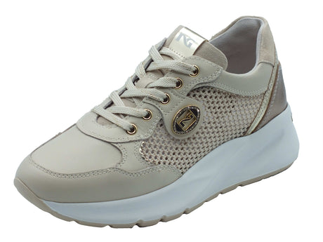 Nero Giardini Nero Giardini Sneakers Donna E615180D Velvet Col. Milk pelle beige beige