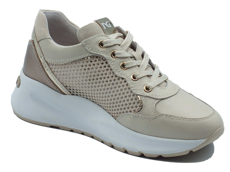 Nero Giardini Nero Giardini Sneakers Donna E615180D Velvet Col. Milk pelle beige beige