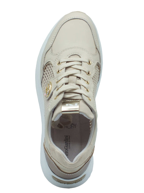 Nero Giardini Nero Giardini Sneakers Donna E615180D Velvet Col. Milk pelle beige beige
