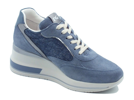 Nero Giardini Nero Giardini Sneakers Donna E615230D Velour Lurex Avio pelle blu Avio