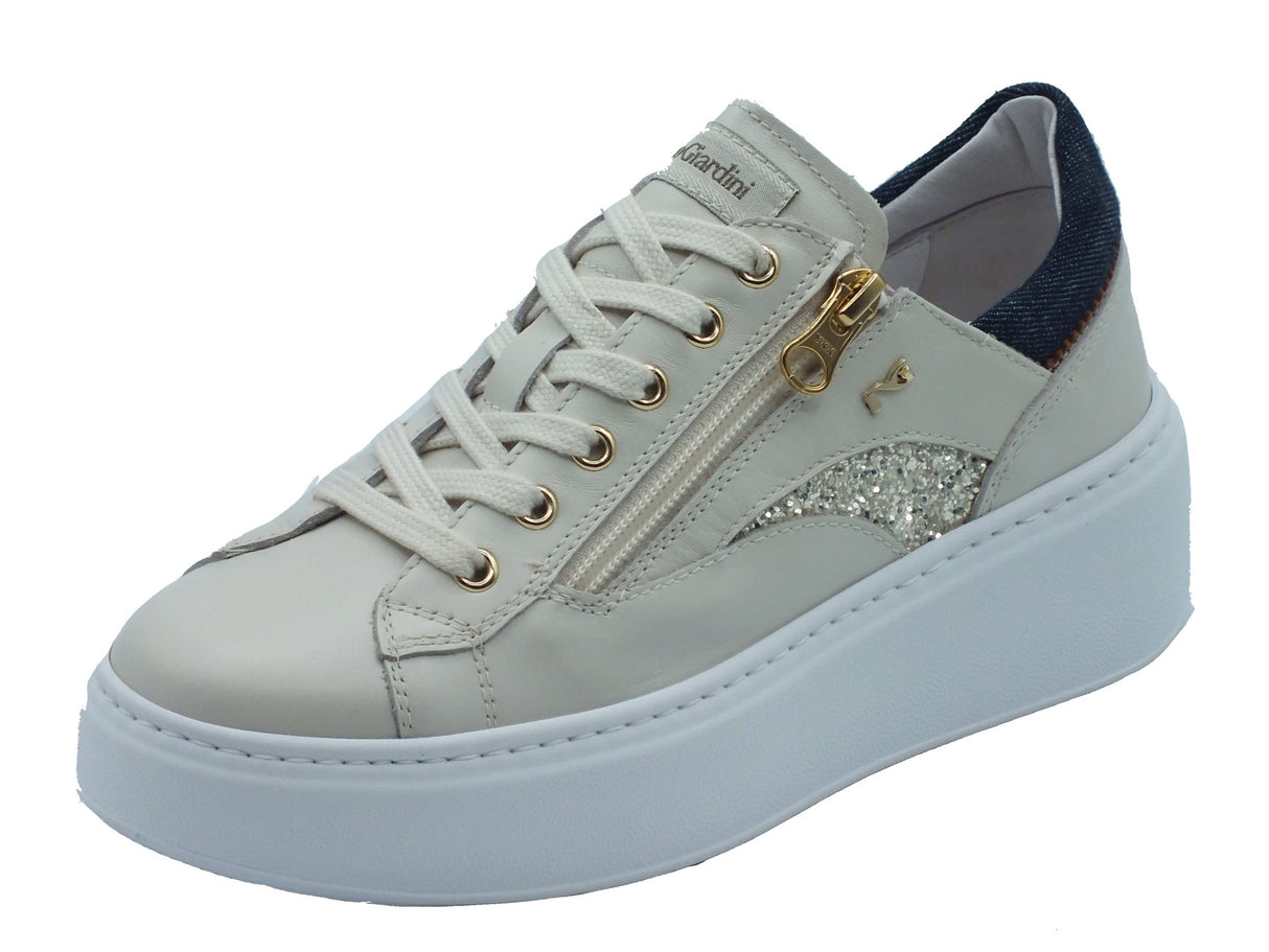 Nero Giardini Nero Giardini Sneakers Donna E615290D Velevet Col. Osso pelle beige Osso