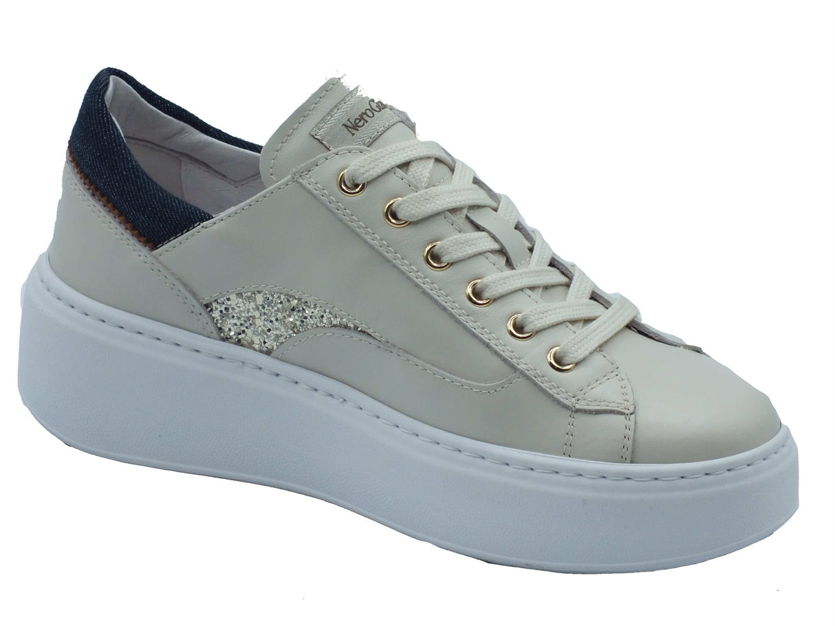 Nero Giardini Nero Giardini Sneakers Donna E615290D Velevet Col. Osso pelle beige Osso