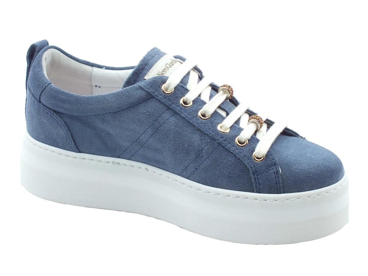 Nero Giardini Nero Giardini Sneakers Donna E615310D Velour Avio pelle blu Avio