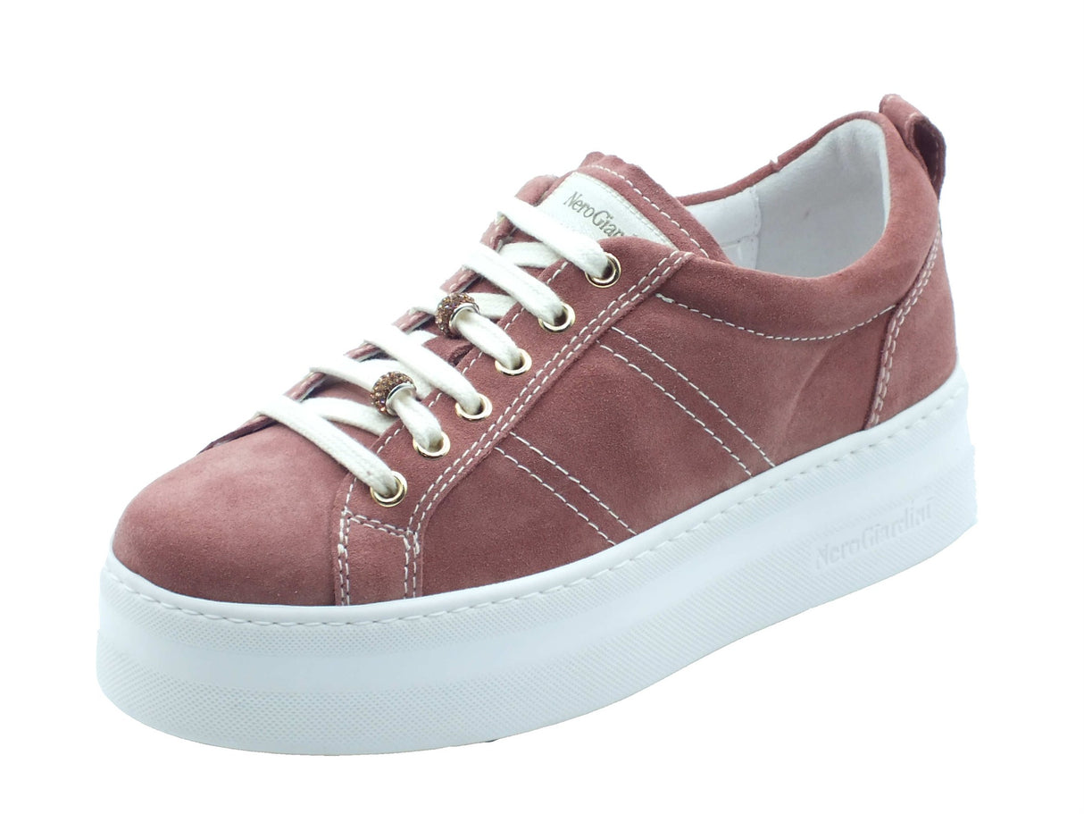 Nero Giardini Nero Giardini Sneakers Donna E615310D Velour Rosa-Antico pelle rosa rosa antico