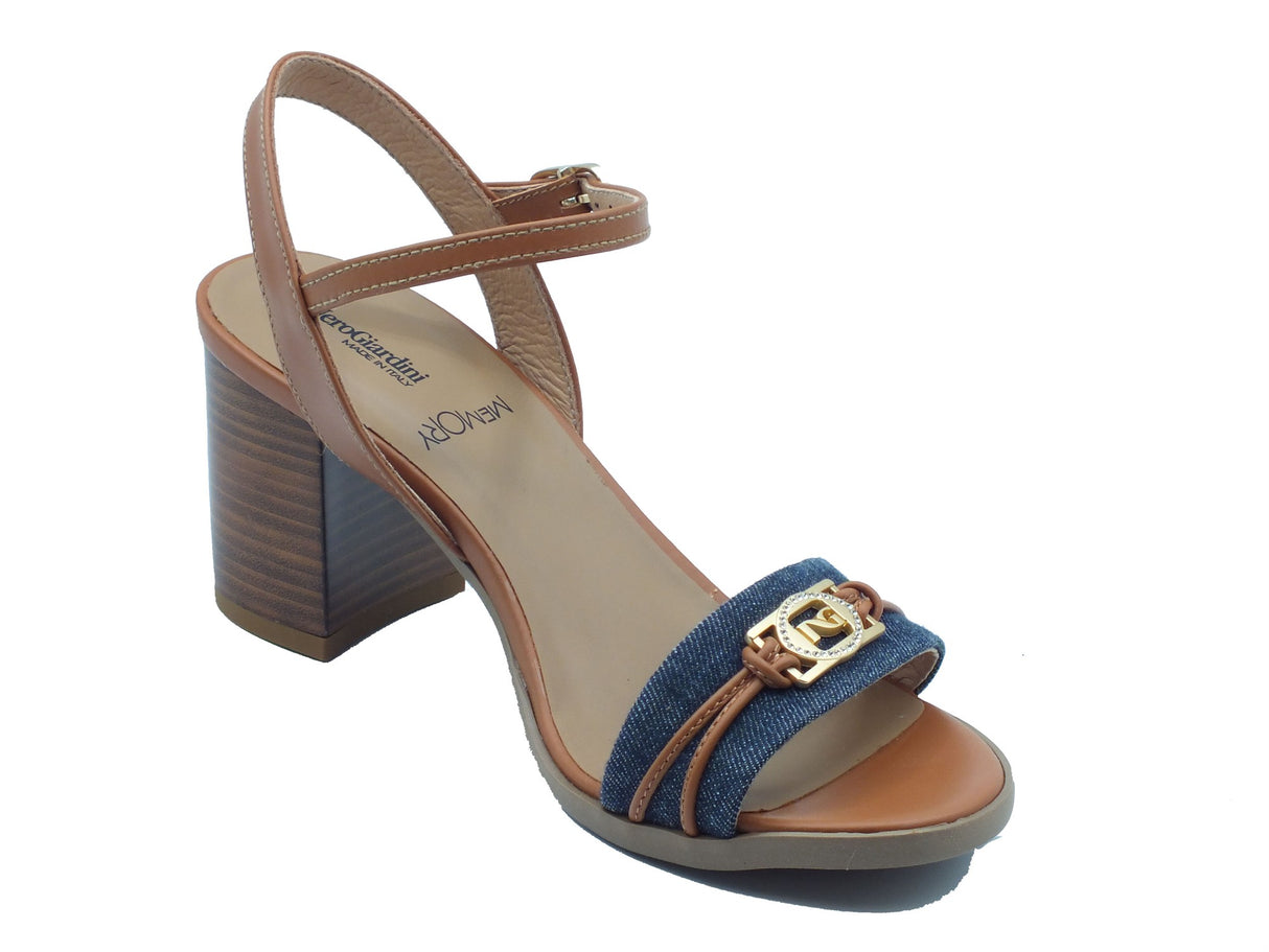 Nero Giardini Nero Giardini Sandali tacco alto Donna E615880D Tinto Jeans Cognac pelle marrone Jeans Cognac