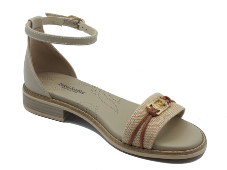 Nero Giardini Nero Giardini Sandali tacco basso Donna E615897D T. Paglia Natural Lino pelle beige Lino