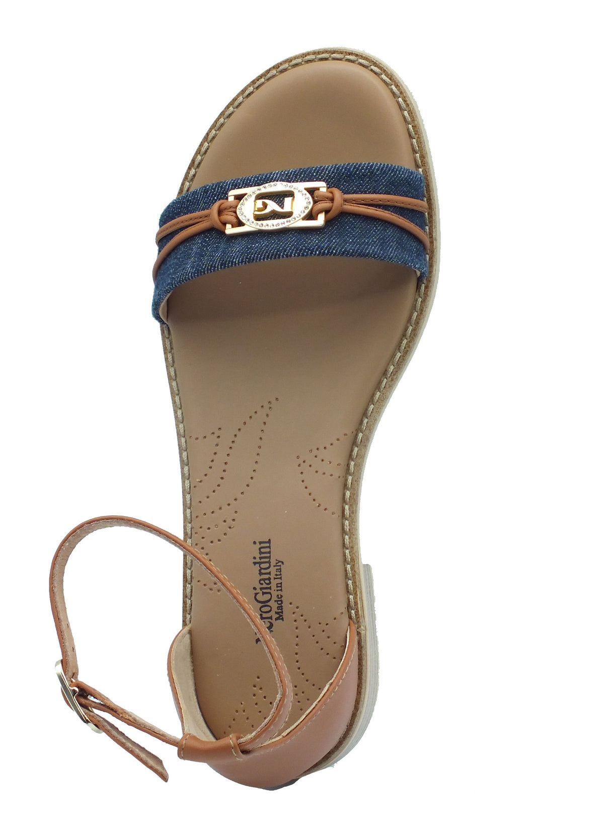 Nero Giardini Nero Giardini Sandali tacco basso Donna E615898D Tinto Jeans pelle marrone marrone