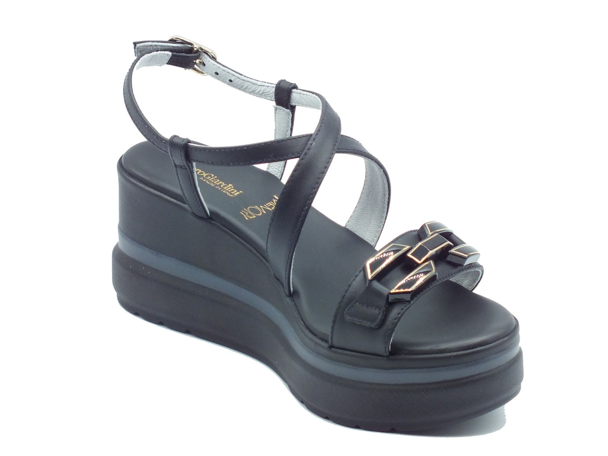 Nero Giardini Nero Giardini Sandali zeppa alta Donna E615953D Tamigi Nero pelle nero Nero
