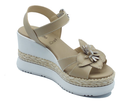 Nero Giardini Nero Giardini Sandali zeppa alta Donna E616012D Tamigi Lino pelle beige Tamigi Lino
