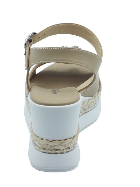 Nero Giardini Nero Giardini Sandali zeppa alta Donna E616012D Tamigi Lino pelle beige Tamigi Lino