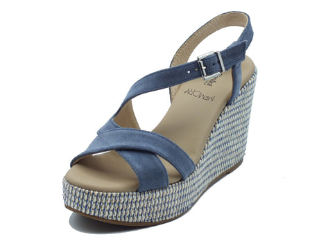 Nero Giardini Nero Giardini Sandali zeppa alta Donna E616020D Velour Col. Avio pelle blu Avio