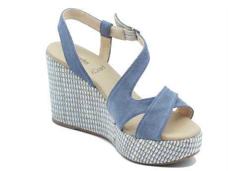Nero Giardini Nero Giardini Sandali zeppa alta Donna E616020D Velour Col. Avio pelle blu Avio