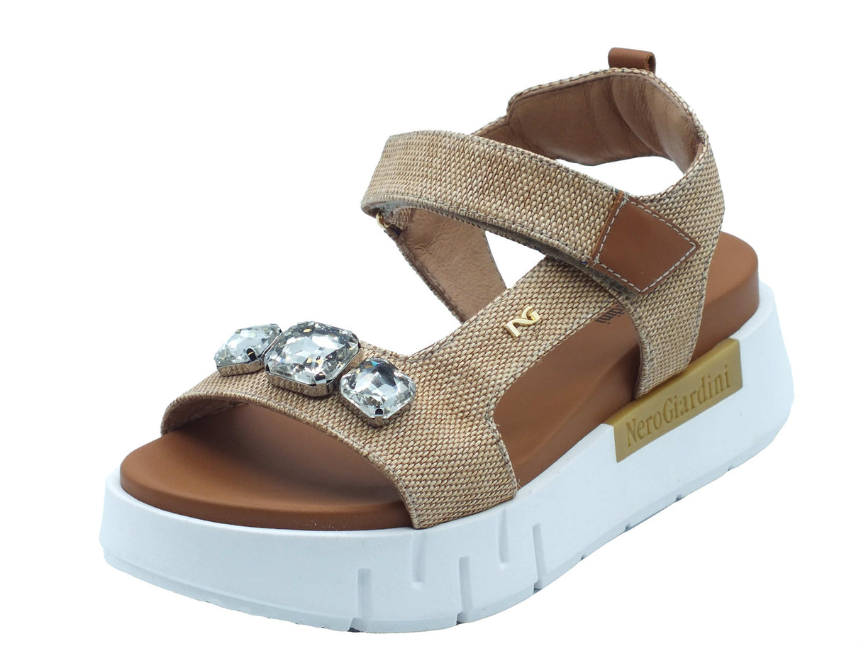 Nero Giardini Nero Giardini Sandali zeppa alta Donna E617061D Paglia Natural Cognac sintetico marrone Cognac