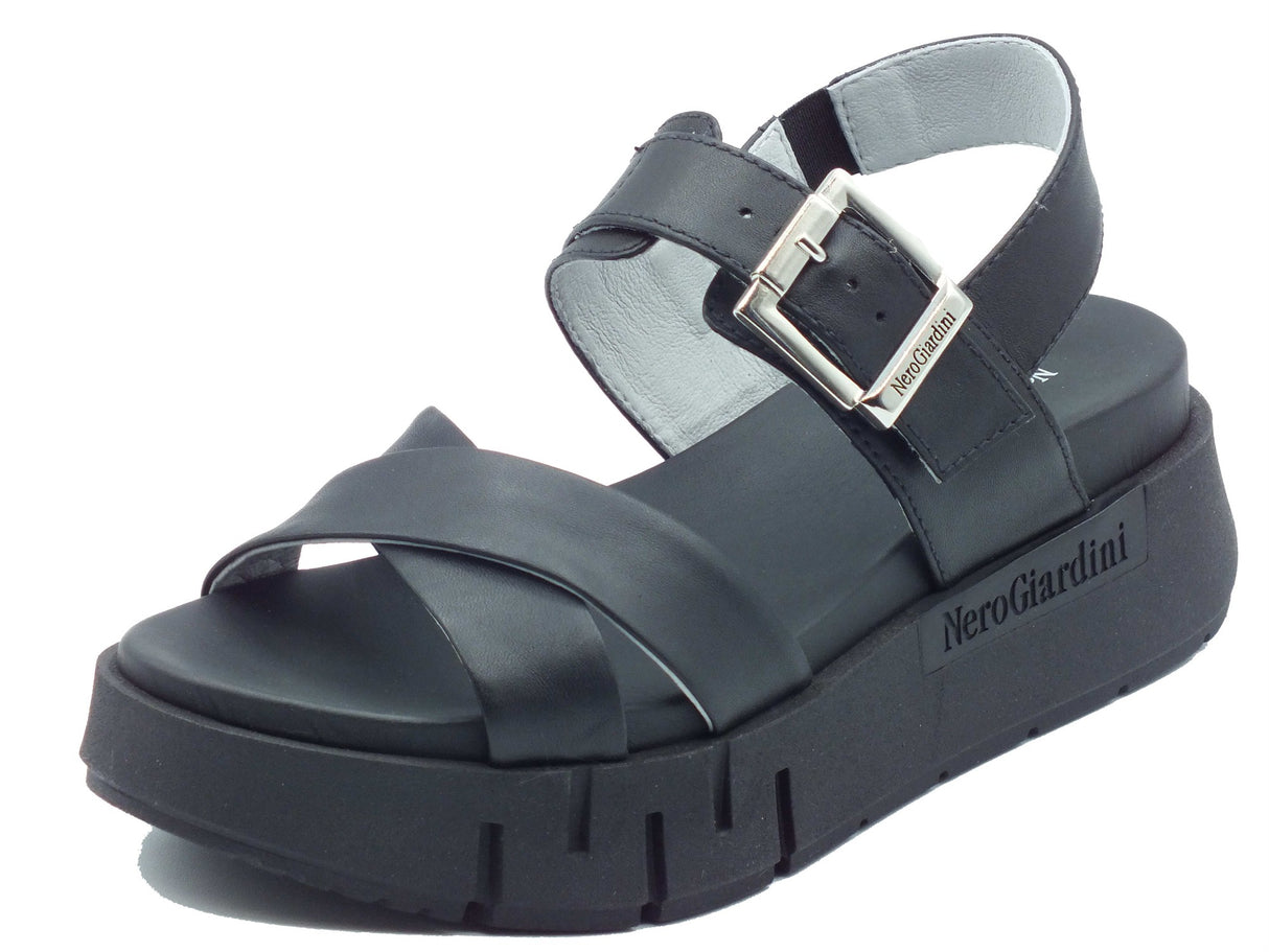 Nero Giardini Nero Giardini Sandali zeppa alta Donna E617063D Tamigi Nero pelle nero Nero