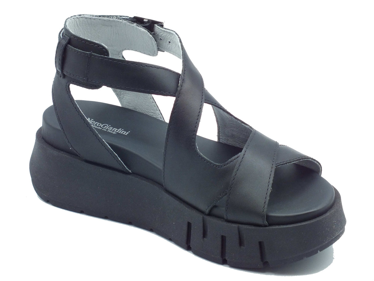 Nero Giardini Nero Giardini Sandali zeppa alta Donna E617067D Tamigi Nero pelle nero Nero