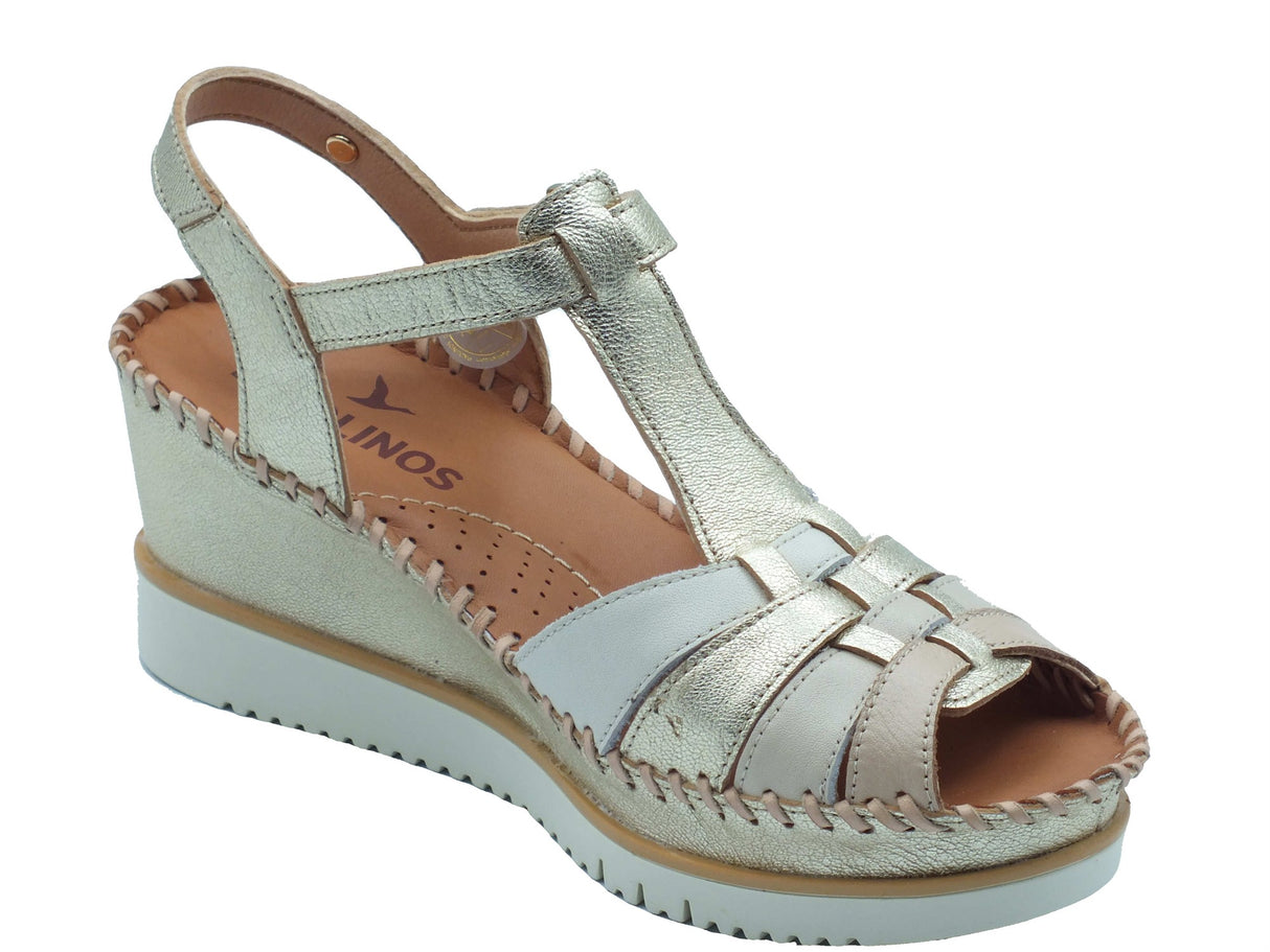 Pikolinos Pikolinos Sandali zeppa alta Donna Aguadulce W3Z-1836CLC Carrara pelle oro Carrara