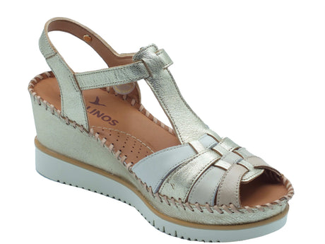 Pikolinos Pikolinos Sandali zeppa alta Donna Aguadulce W3Z-1836CLC Carrara pelle oro Carrara