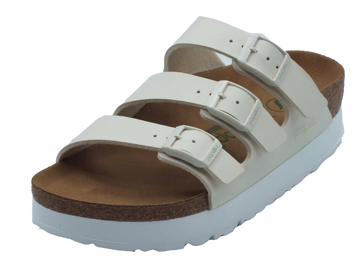 Papillio Papillio Sandali zeppa bassa Donna 1029751 Florida III Pap Flex Platform Eggshell pelle bianco Eggshell