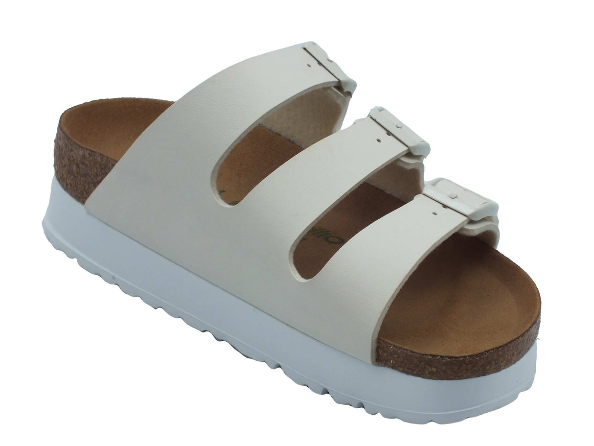 Papillio Papillio Sandali zeppa bassa Donna 1029751 Florida III Pap Flex Platform Eggshell pelle bianco Eggshell