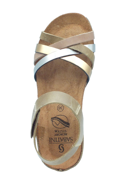 Sabatini Sabatini Sandali zeppa bassa Donna 4034 Crazy Lam. Kaki Beige pelle multicolore Kaki Beige