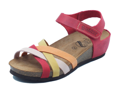 Sabatini Sabatini Sandali zeppa bassa Donna 4034 Crazy Rosso pelle multicolore Rosso