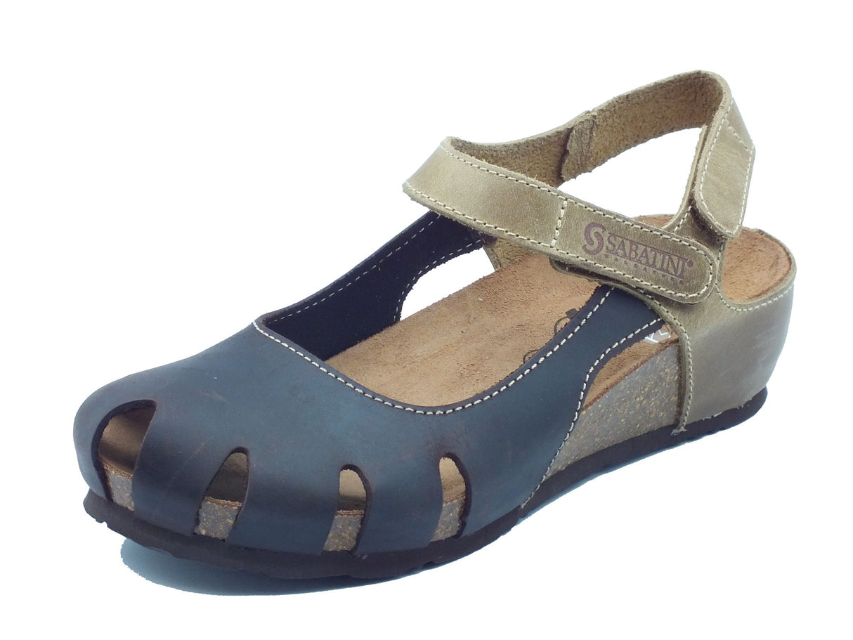 Sabatini Sabatini Sandali zeppa bassa Donna 4036 Crazy T.Moro Kaki pelle marrone Testa di Moro Kaki