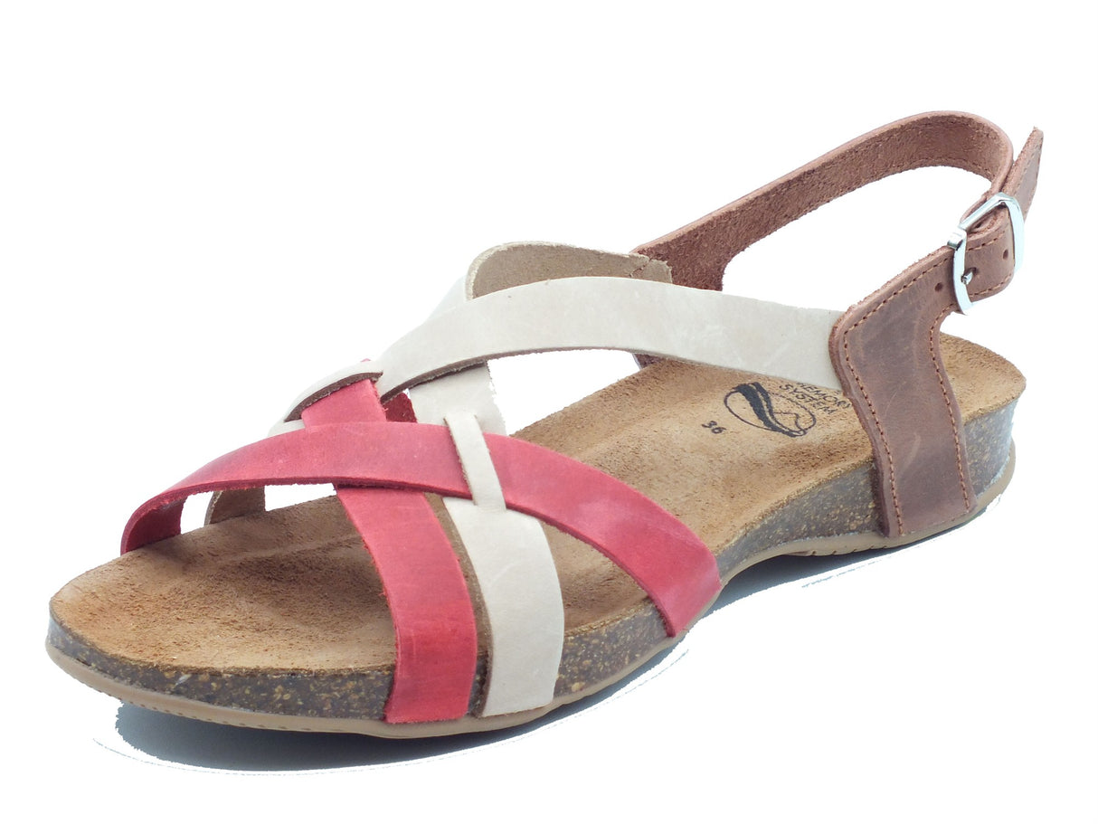Sabatini Sabatini Sandali zeppa bassa Donna 4621 Sprinter Beige Rosso pelle multicolore Beige Rosso