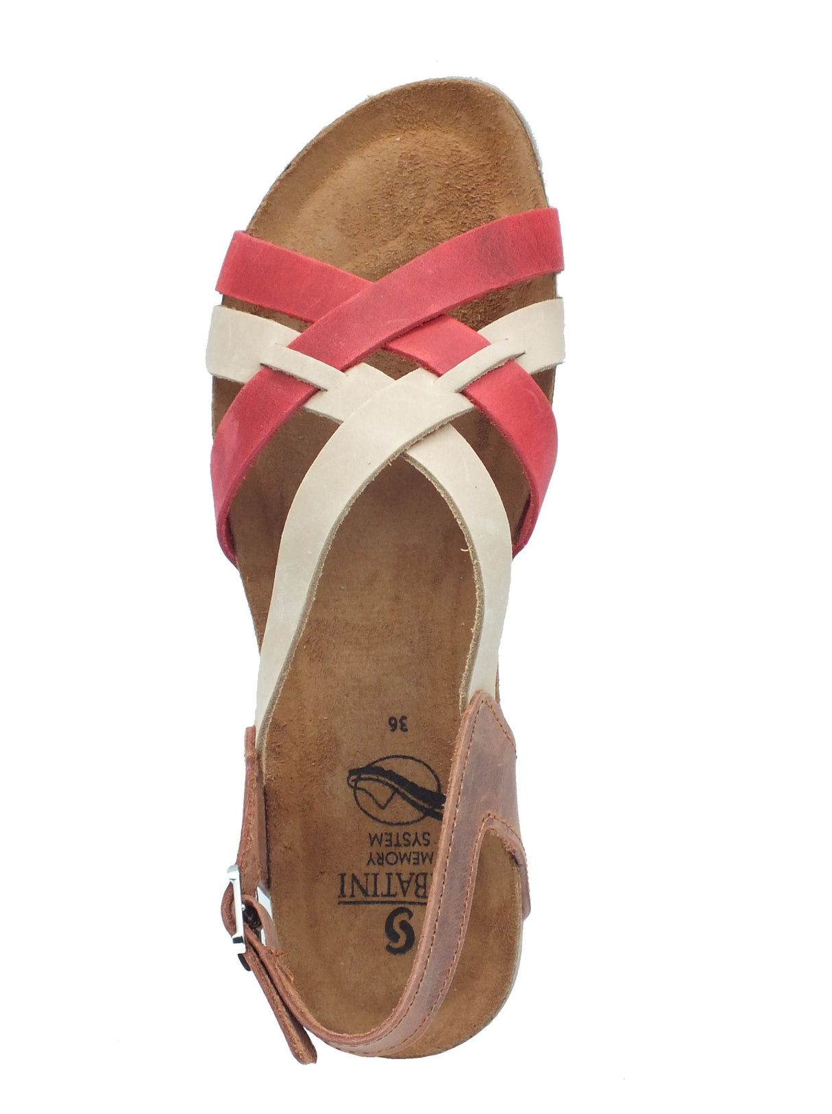 Sabatini Sabatini Sandali zeppa bassa Donna 4621 Sprinter Beige Rosso pelle multicolore Beige Rosso