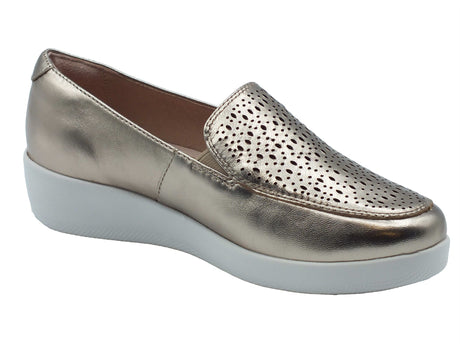 Stonefly Stonefly Mocassini Donna 218963 Paseo Laminated Metal Fizz pelle argento Metal Fizz