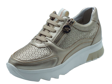 Stonefly Stonefly Sneakers Donna 222510 Spock Laminated Simply Taupe pelle argento Taupe