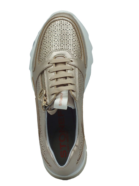 Stonefly Stonefly Sneakers Donna 222510 Spock Laminated Simply Taupe pelle argento Taupe