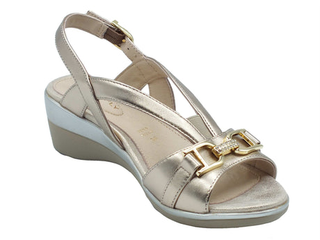 Stonefly Stonefly Sandali zeppa bassa Donna 223648 Vanity III Metal Fizz pelle oro Metal Fizz