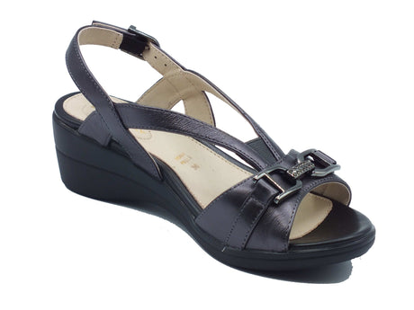 Stonefly Stonefly Sandali zeppa bassa Donna 223648 Vanity III Dk Gray pelle grigio Dk Gray