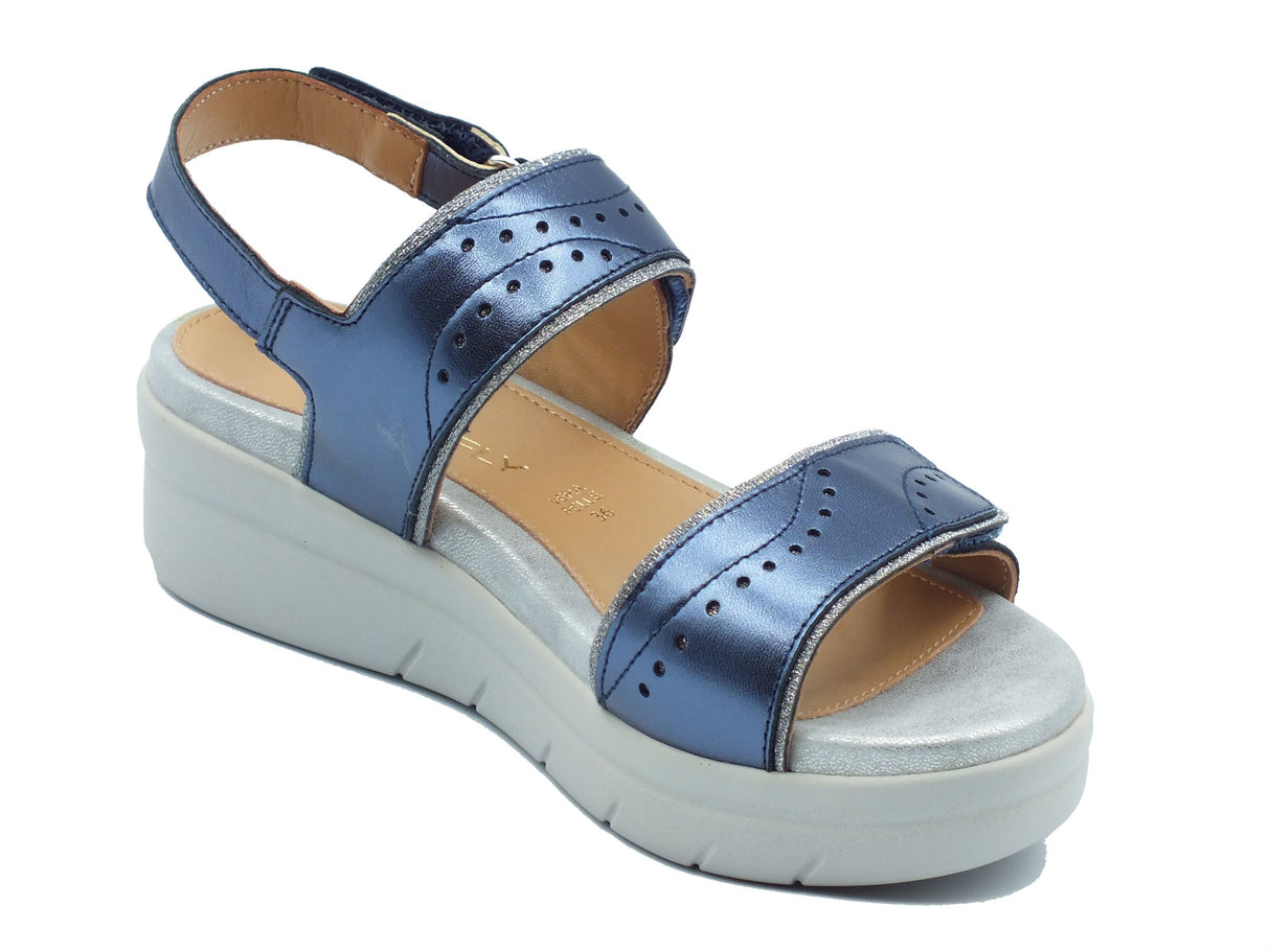 Stonefly Stonefly Sandali zeppa alta Donna 223652 Aqua III Limo Blue pelle blu Blue