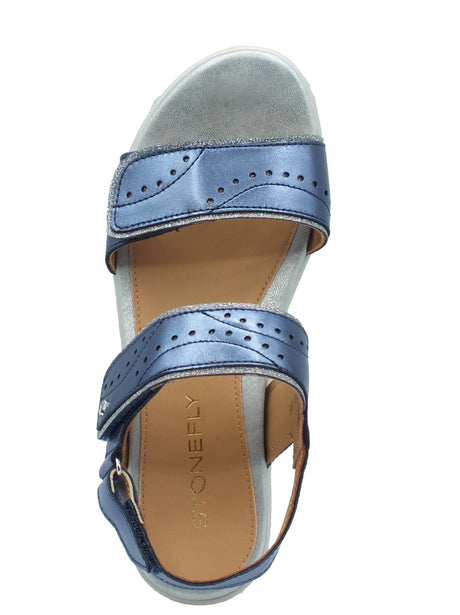 Stonefly Stonefly Sandali zeppa alta Donna 223652 Aqua III Limo Blue pelle blu Blue