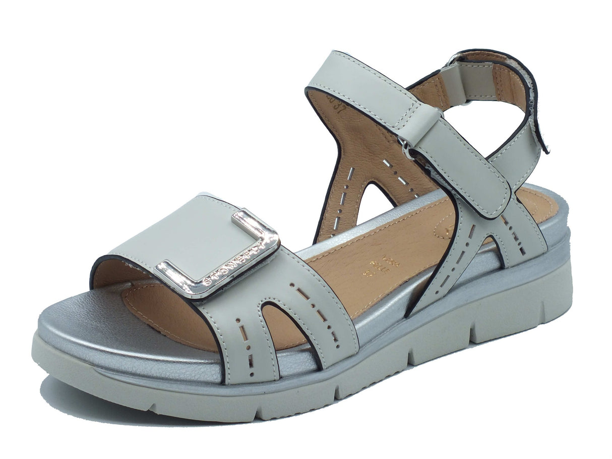 Stonefly Stonefly Sandali zeppa bassa Donna 223657 Elody 24 Birch White pelle bianco Birch White