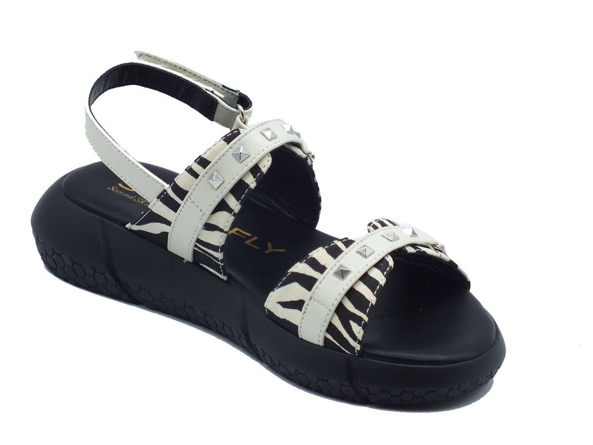 Stonefly Stonefly Sandali zeppa bassa Donna 223706 Zoe Print Nap Black Gray pelle multicolore Black Gray