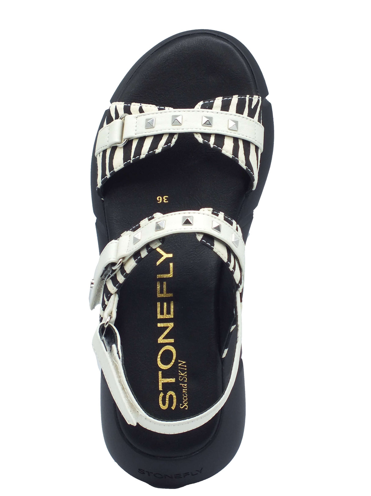 Stonefly Stonefly Sandali zeppa bassa Donna 223706 Zoe Print Nap Black Gray pelle multicolore Black Gray
