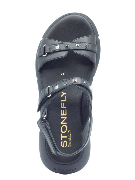 Stonefly Stonefly Sandali zeppa bassa Donna 223707 Zoe Nap Studs Black pelle nero Black