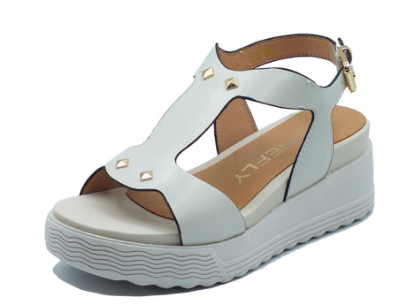 Stonefly Stonefly Sandali zeppa alta Donna 223717 Parky 36 Birch White pelle bianco Birch White