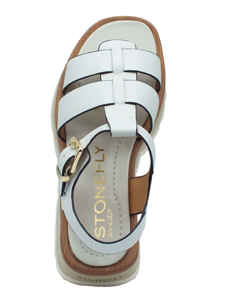 Stonefly Stonefly Sandali zeppa bassa Donna 223847 Star Lth White pelle bianco White