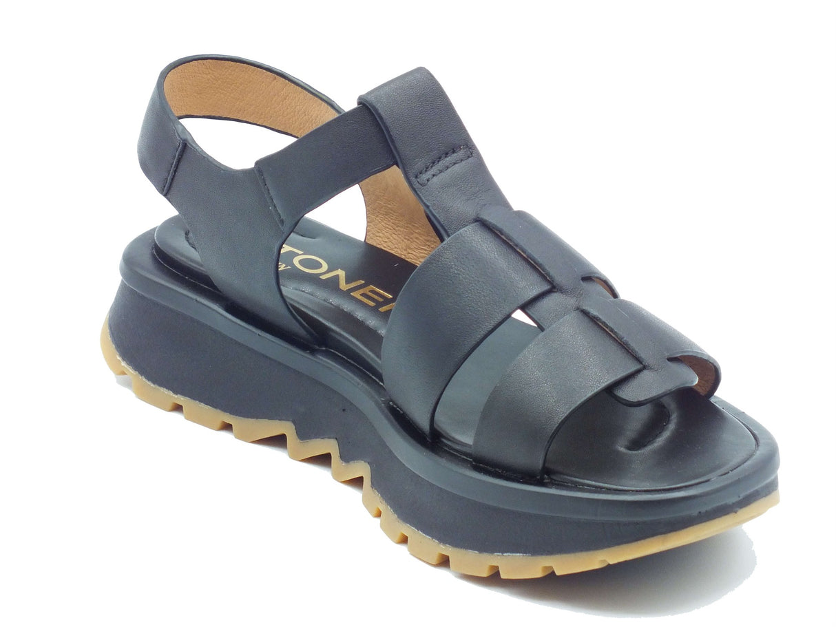Stonefly Stonefly Sandali zeppa bassa Donna 223847 Star Lth Black pelle nero Black