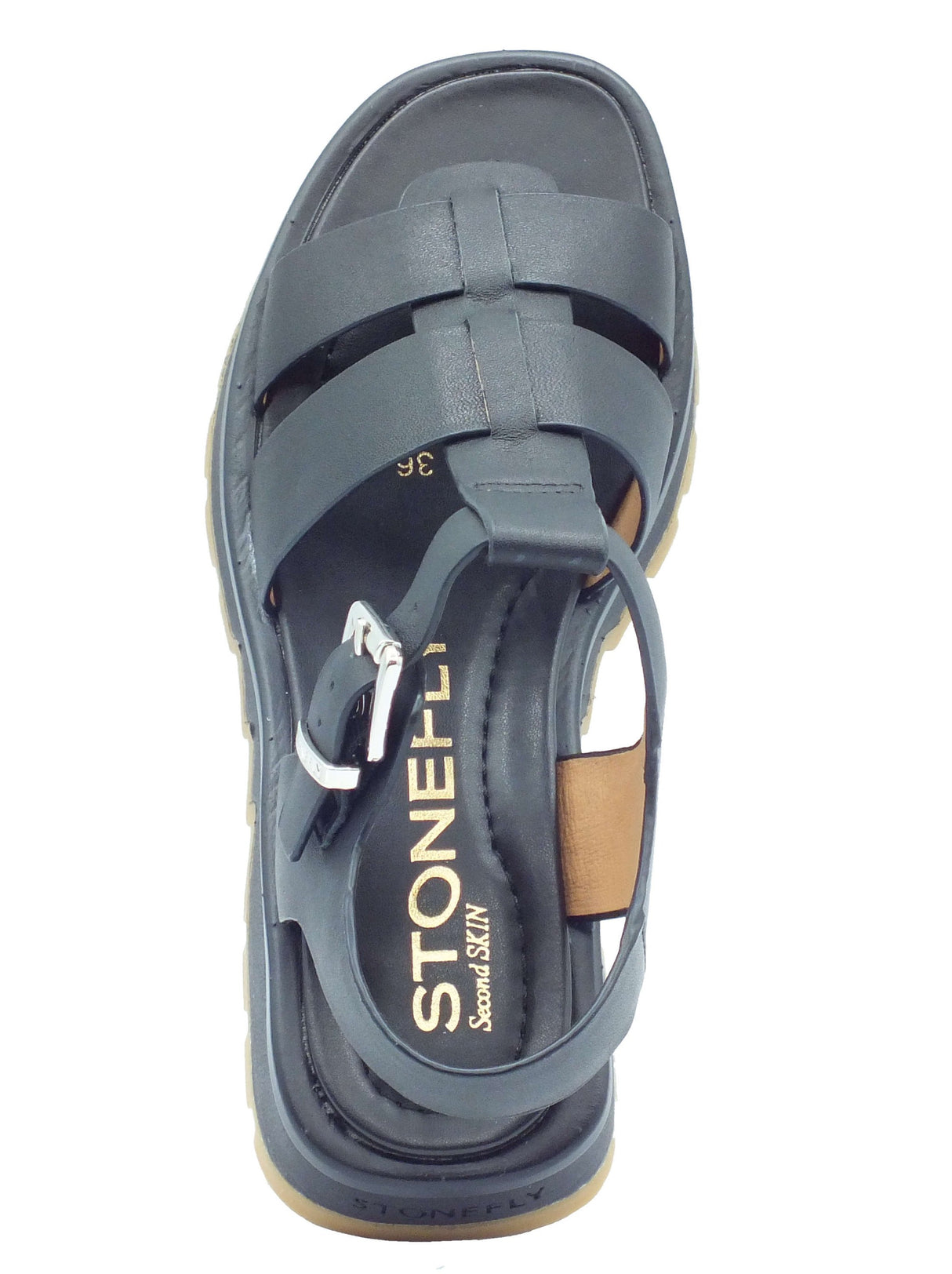 Stonefly Stonefly Sandali zeppa bassa Donna 223847 Star Lth Black pelle nero Black
