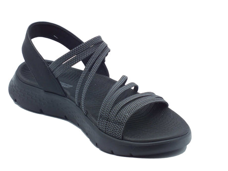Skechers Skechers Sandali zeppa bassa Donna 141473 Black Gray sintetico nero Black Gray