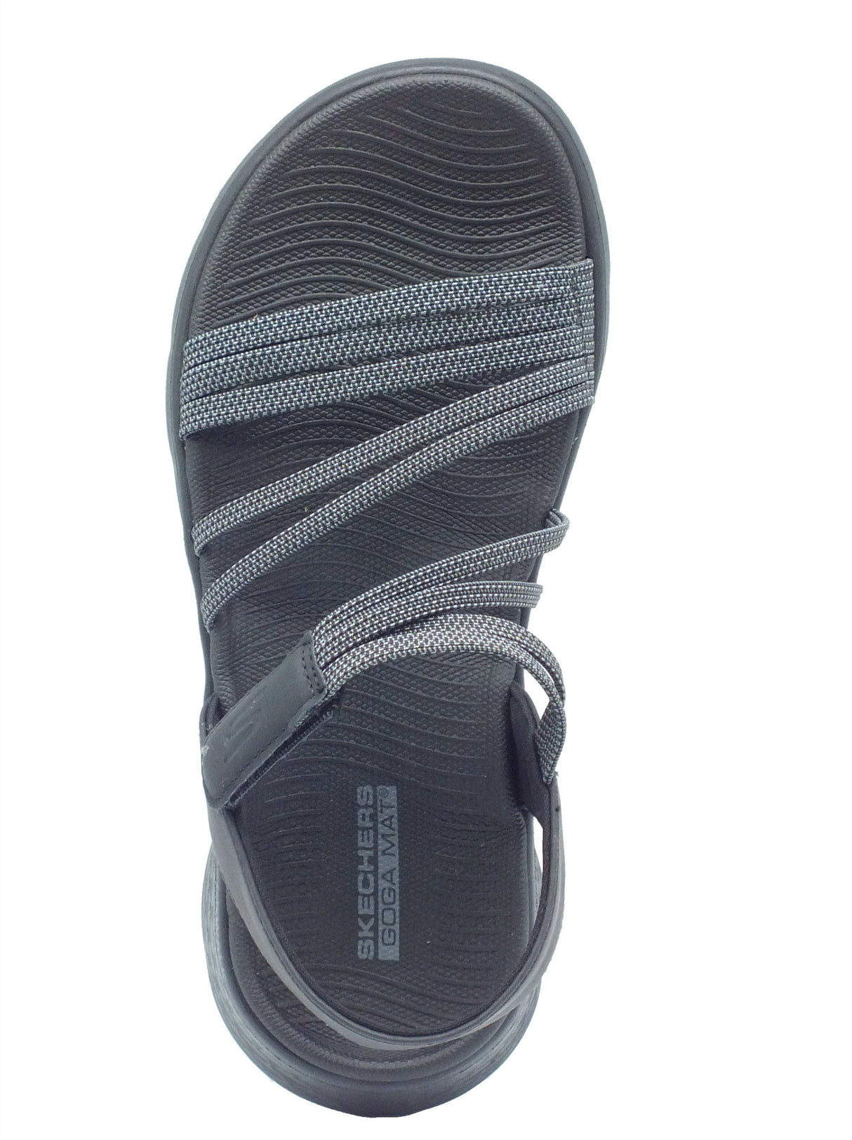 Skechers Skechers Sandali zeppa bassa Donna 141473 Black Gray sintetico nero Black Gray