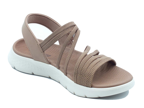 Skechers Skechers Sandali zeppa bassa Donna 141473 Tan pelle marrone Tan